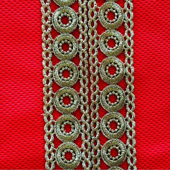 PAPPAGALLO Sleeveless Shift Dress with Gold Lace Trim--M - Picture 7 of 16